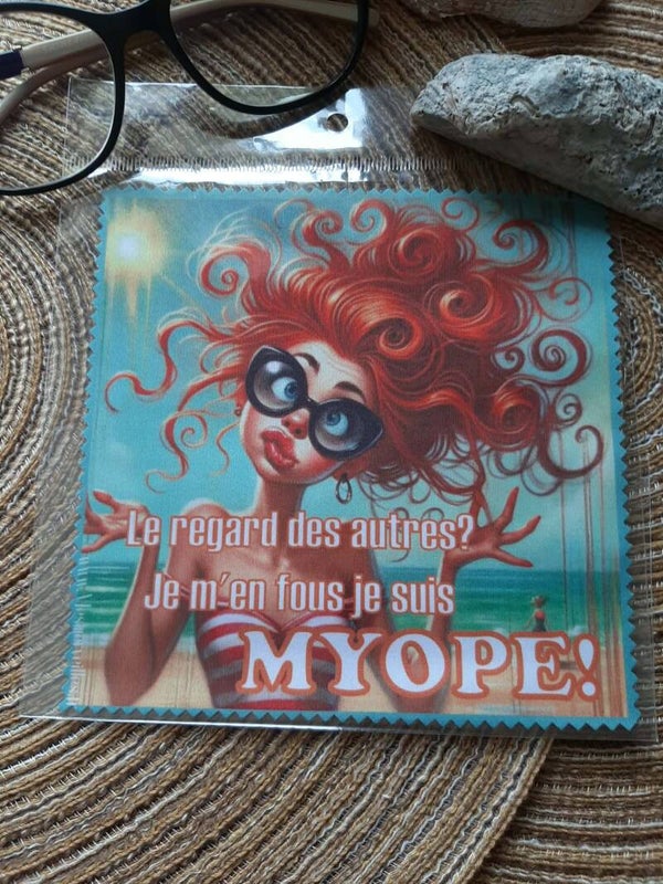 Lingette, chiffon, essuie lunettes micro fibre MYOPE Fille Rousse
