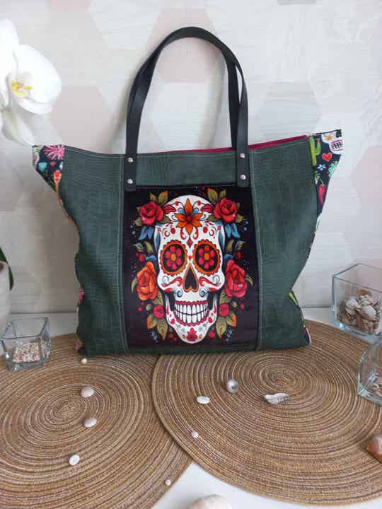 Grand Sac Cabas Tête Fleur