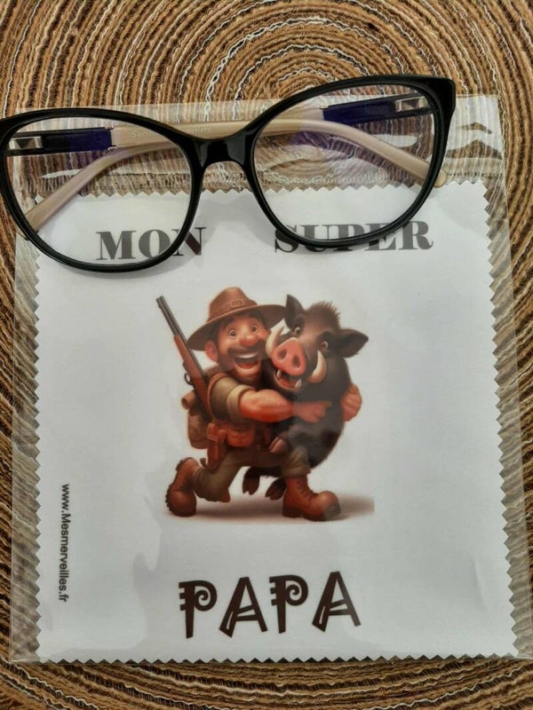 **Lingette, chiffon, essuie lunettes micro fibre Papa10Chas