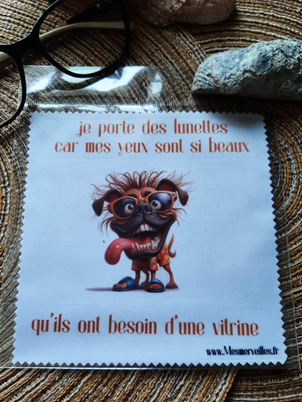 Lingette, chiffon, essuie lunettes micro fibre Mes yeux Chien