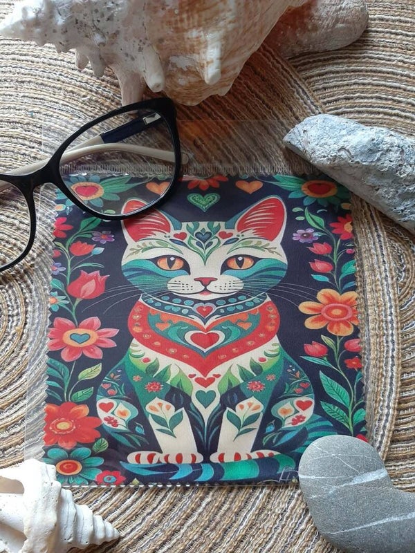Lingette, chiffon, essuie lunettes micro fibre Animaux Chat Colo