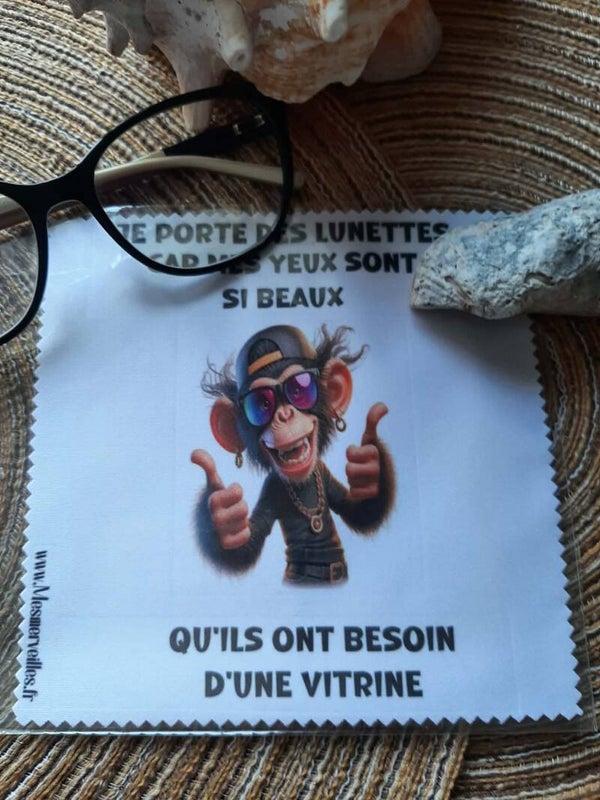 Lingette, chiffon, essuie lunettes micro fibre Mes yeux Singe