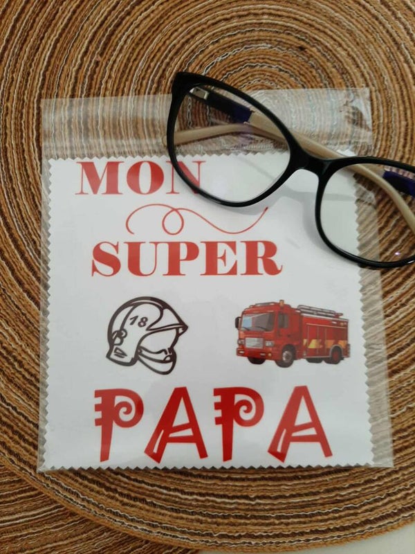 Lingette, chiffon, essuie lunettes micro fibre Papa Pompier