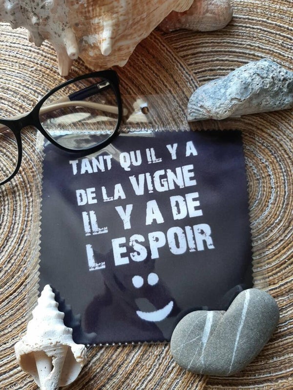 Lingette, chiffon, essuie lunettes micro fibre VIN Espoir