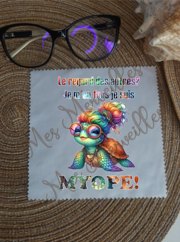 Lingette, chiffon, essuie lunettes micro fibre Myope Tortue