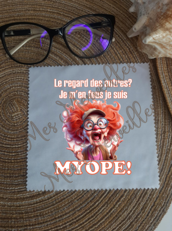 Lingette, chiffon, essuie lunettes micro fibre Myope Mamie