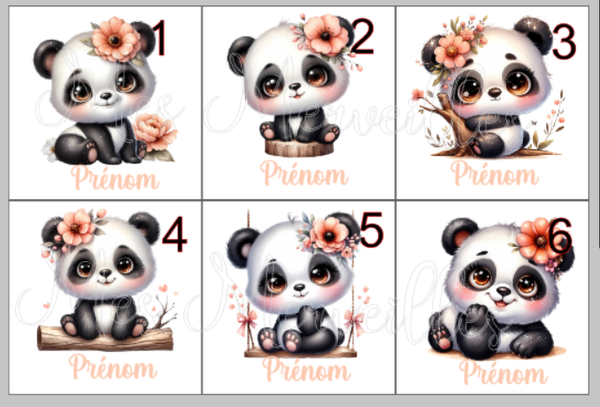 ** Lingette ou Gant pour Bébé "Panda rose Pâle"