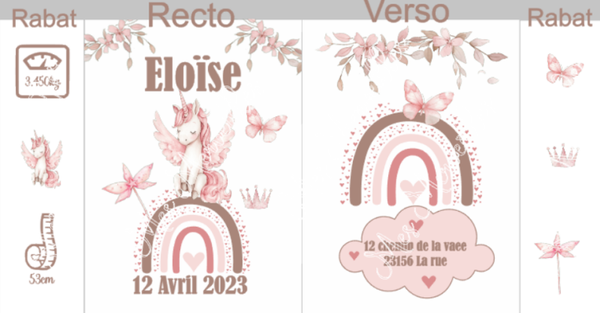 Protège carnet de santé bébé Personnalisable Eloïse