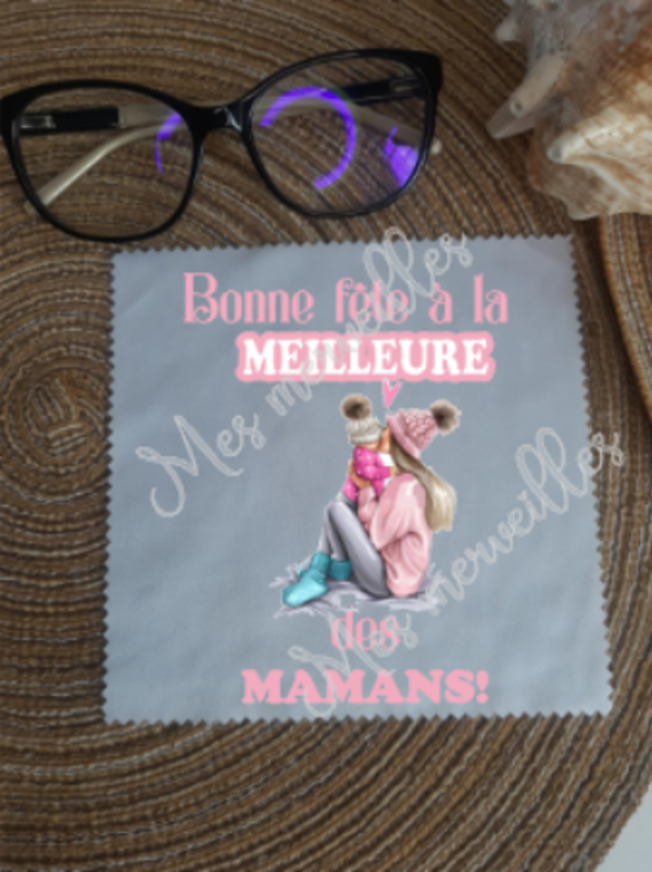 Lingette, chiffon, essuie lunettes micro fibre Maman Ref12