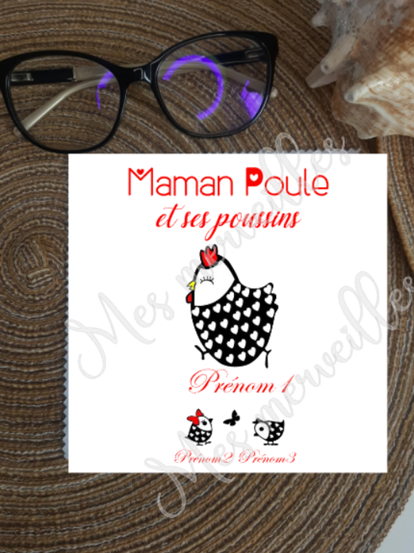 **Lingette, chiffon, essuie lunettes micro fibre Maman Poussin21