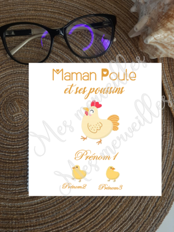 **Lingette, chiffon, essuie lunettes micro fibre Maman Poussins22