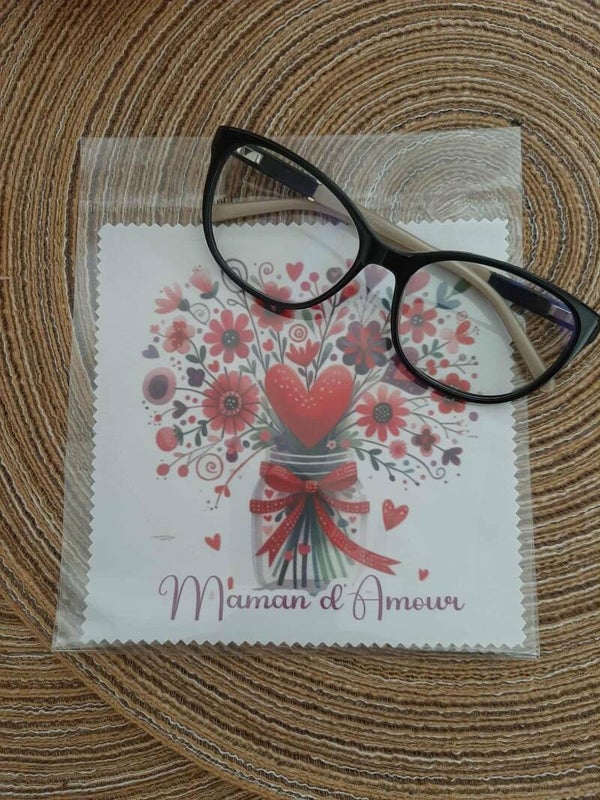 Lingette, chiffon, essuie lunettes micro fibre Maman D'amour Violet