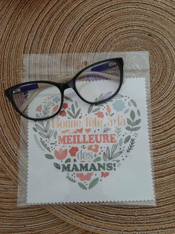 Lingette, chiffon, essuie lunettes micro fibre Maman Cœur Coul