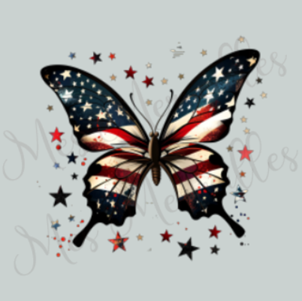 Coupon tissu Papillon 005Bleu 006 Blanc