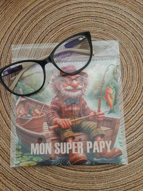 Lingette, chiffon, essuie lunettes micro fibre Papy pêche