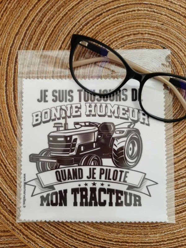 Lingette, chiffon, essuie lunettes micro fibre Papy Tracteur