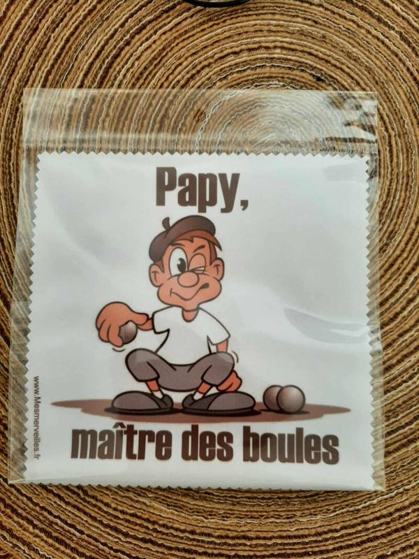 Lingette, chiffon, essuie lunettes micro fibre Papy Pétanque