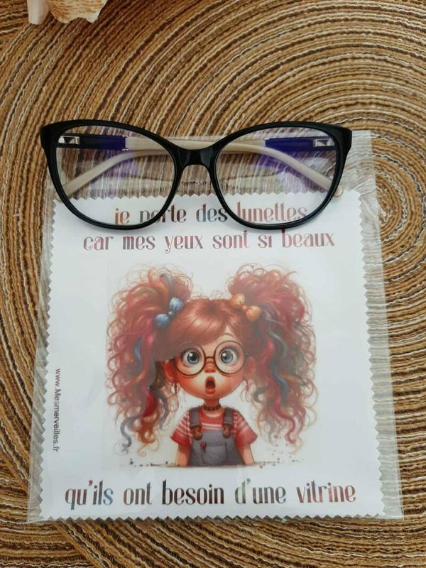 Lingette, chiffon, essuie lunettes micro fibre Mes yeux Fille Rousse