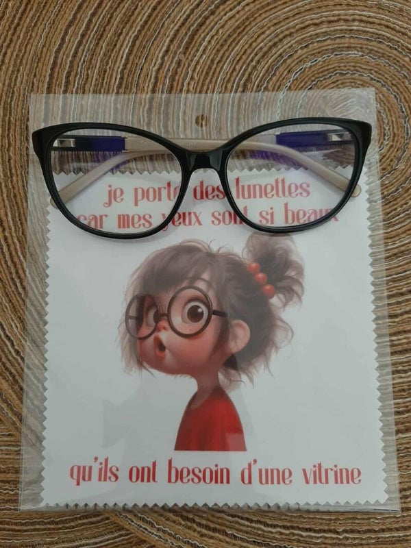 Lingette, chiffon, essuie lunettes micro fibre Mes yeux Fille rouge