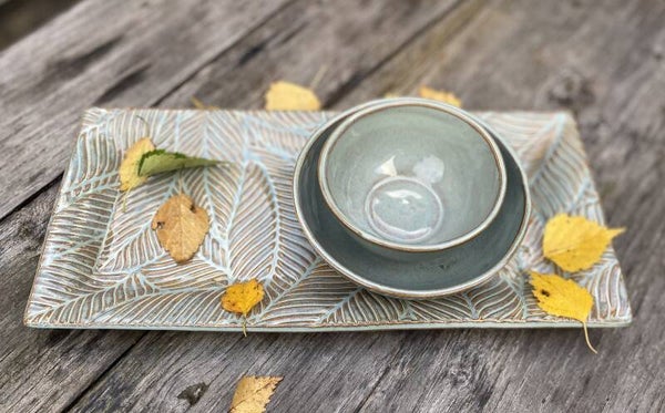 Inès Tapas-set Leaves Blue Rutile