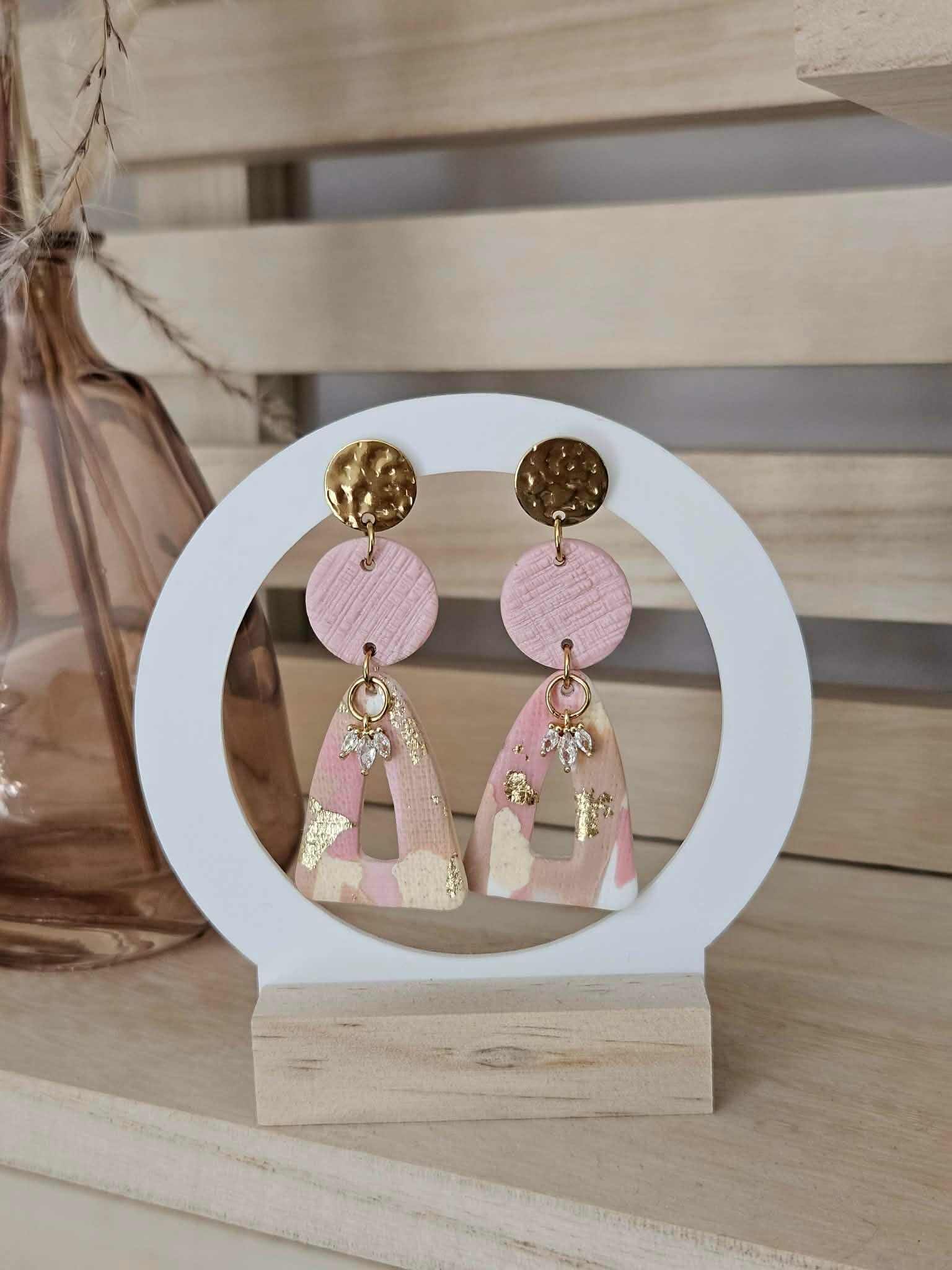 Boucles "Pivoine rose"