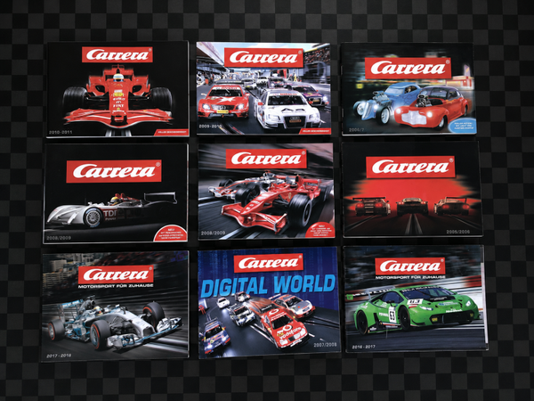 originale Carrera-Jahreskataloge bzw. Prospekte für Slotcars und Rennbahnen