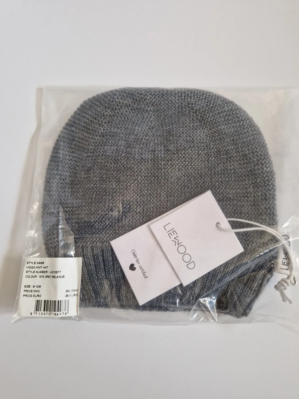 Liewood Viggo Knit Hat, Grey Melange