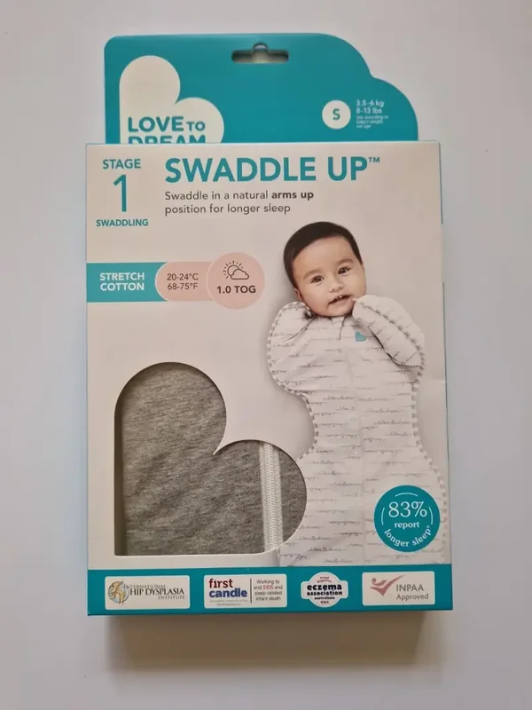 Love to Dream Swaddle Up Baby Sleeping Bag, 1 Tog, Grey, Small