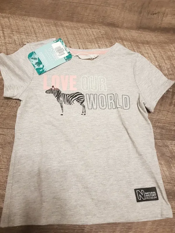 John Lewis & Partners X Natural History Museum Kids' Zebra T-Shirt, Grey