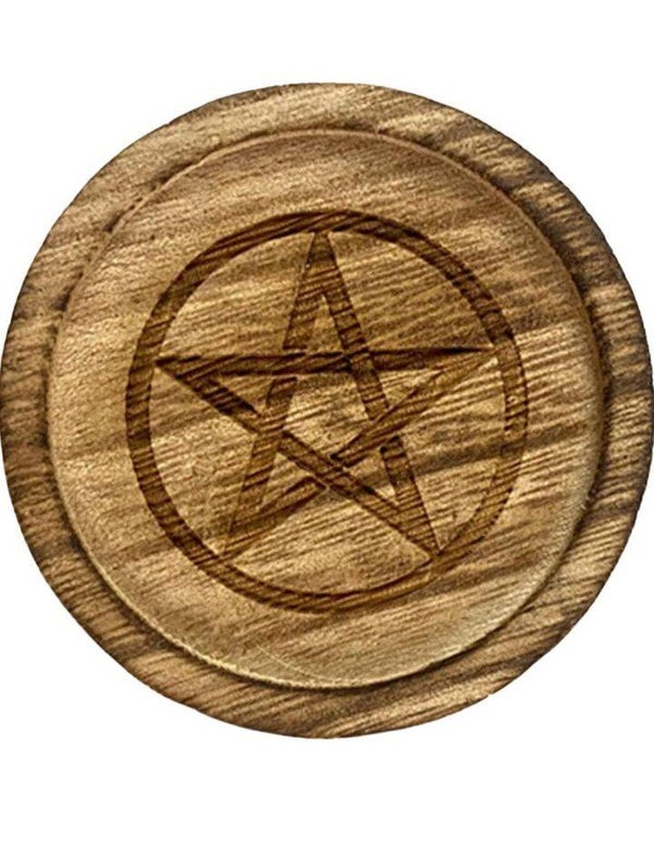 Bougeoir en bois de manguier pentacle