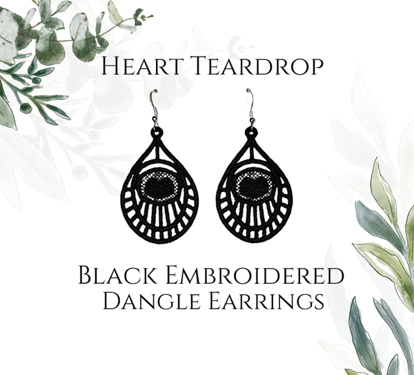 Teardrop Embroidered Dangle Earrings