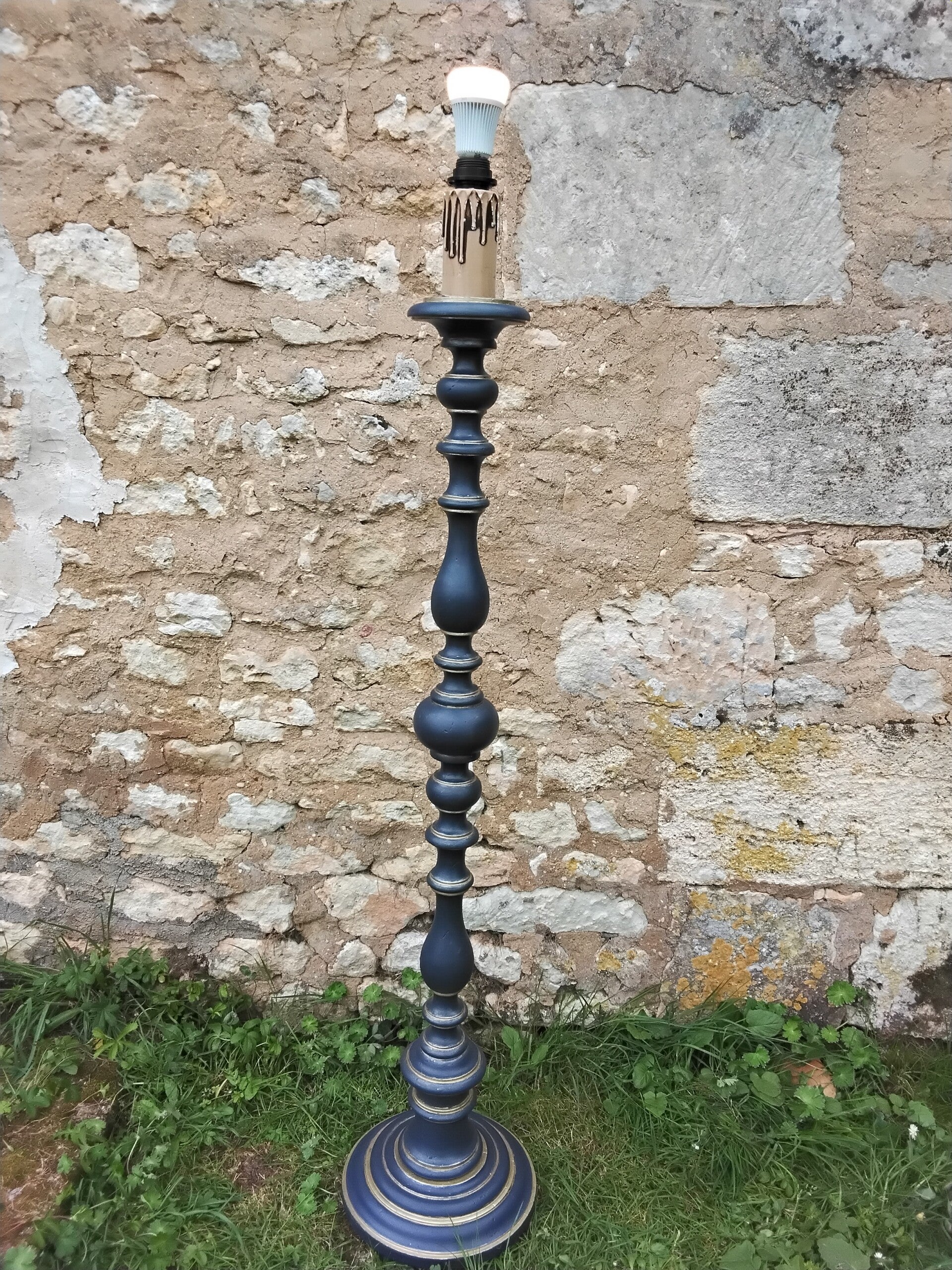 Lampe colonne bois