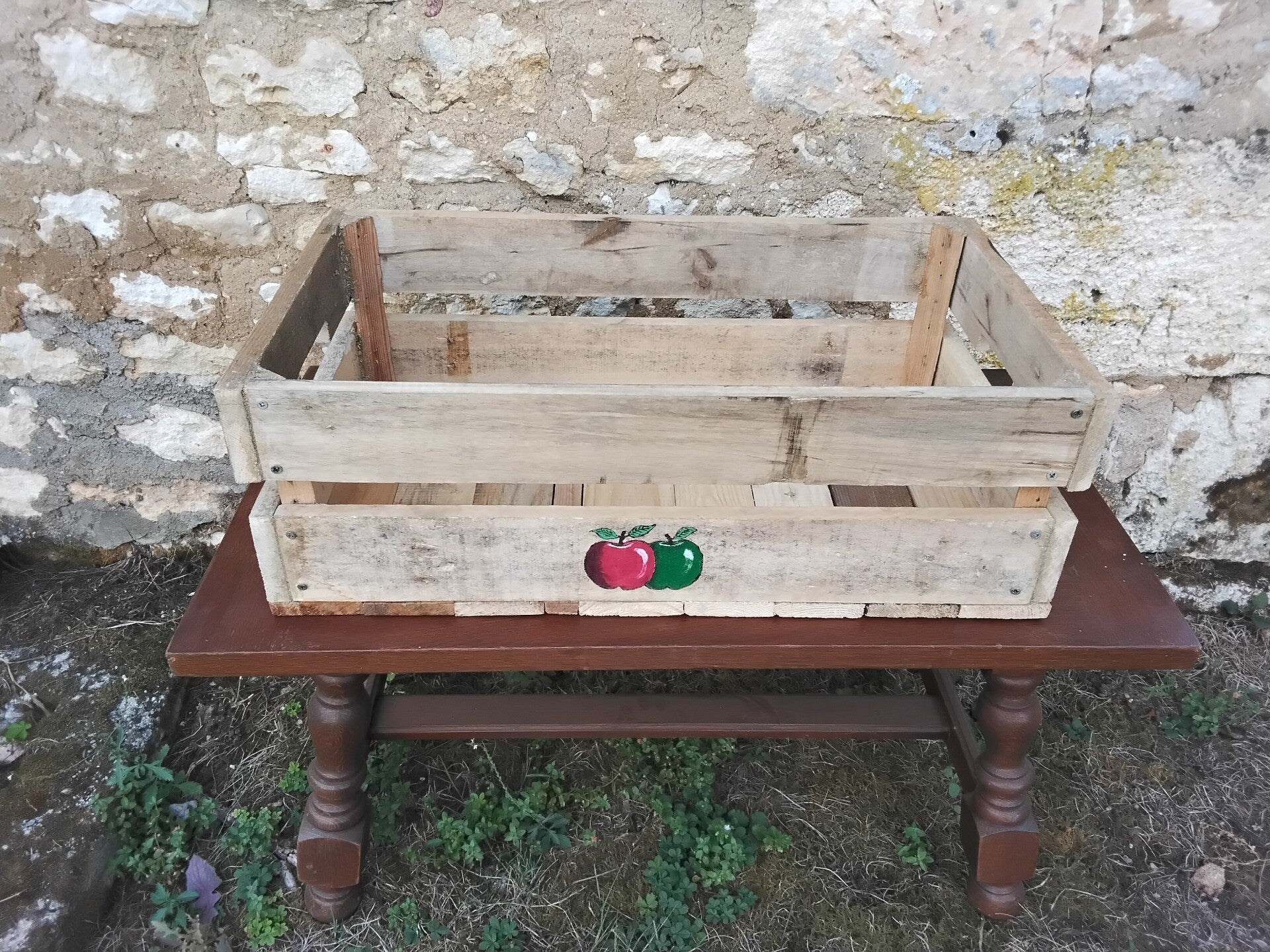 Cagette bois fruit pommes