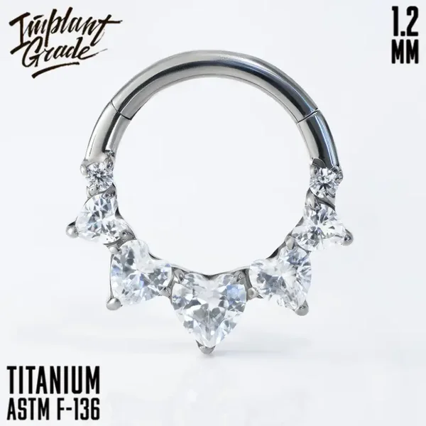 Titanium click ring ''Heart''