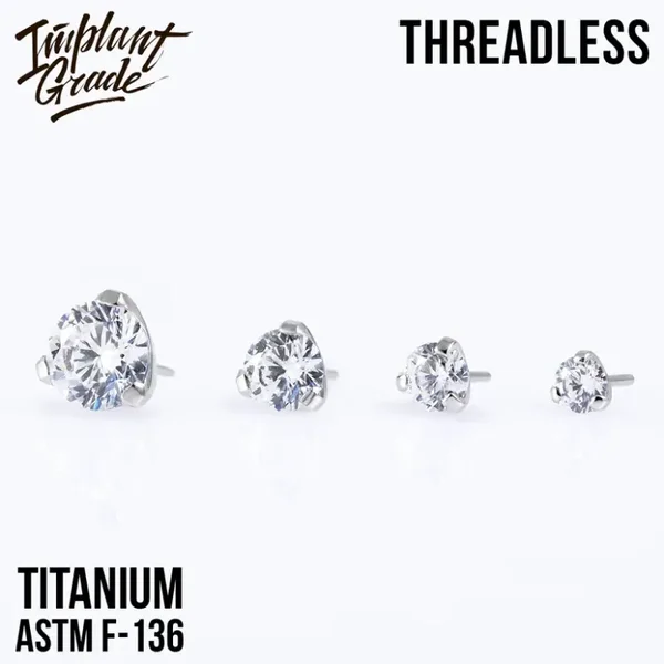 Titanium Threadless ''3 prong set''