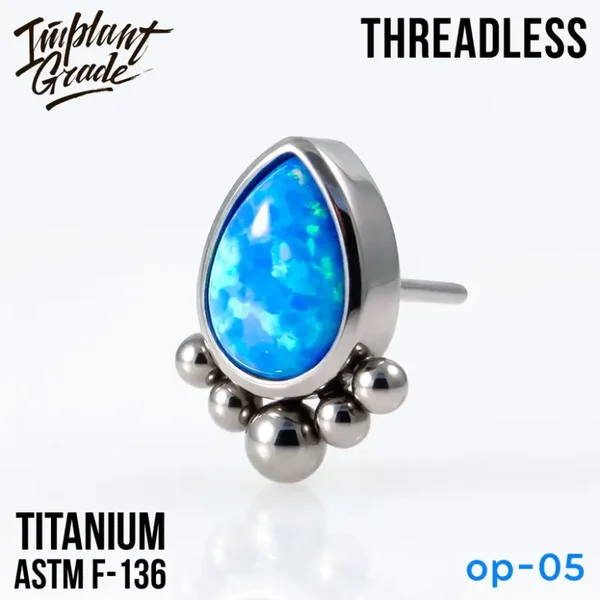 Titanium Threadless opal ''Kleo''