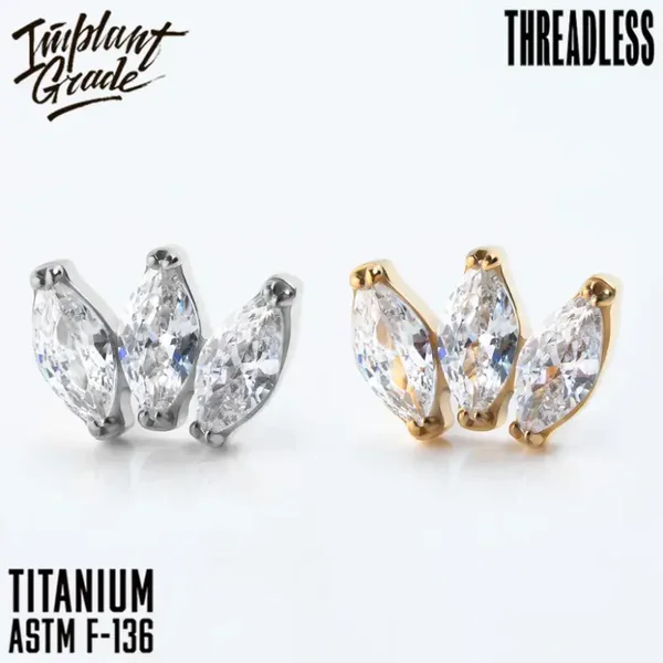 Titanium Threadless ''Marquise fan'' cluster