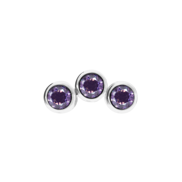 Titanium Threadless ''Mini 3 gems'' cluster
