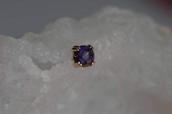 14K Round Cab Prong - Copper Purple Turquoise