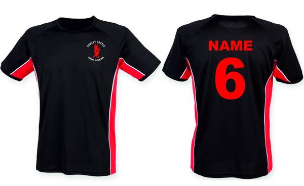 Unisex Kids Black/Red Sports T-Shirt