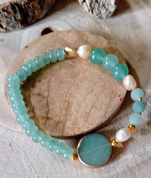 Groene Aventurijn armband 4mm met hartje aventurijn