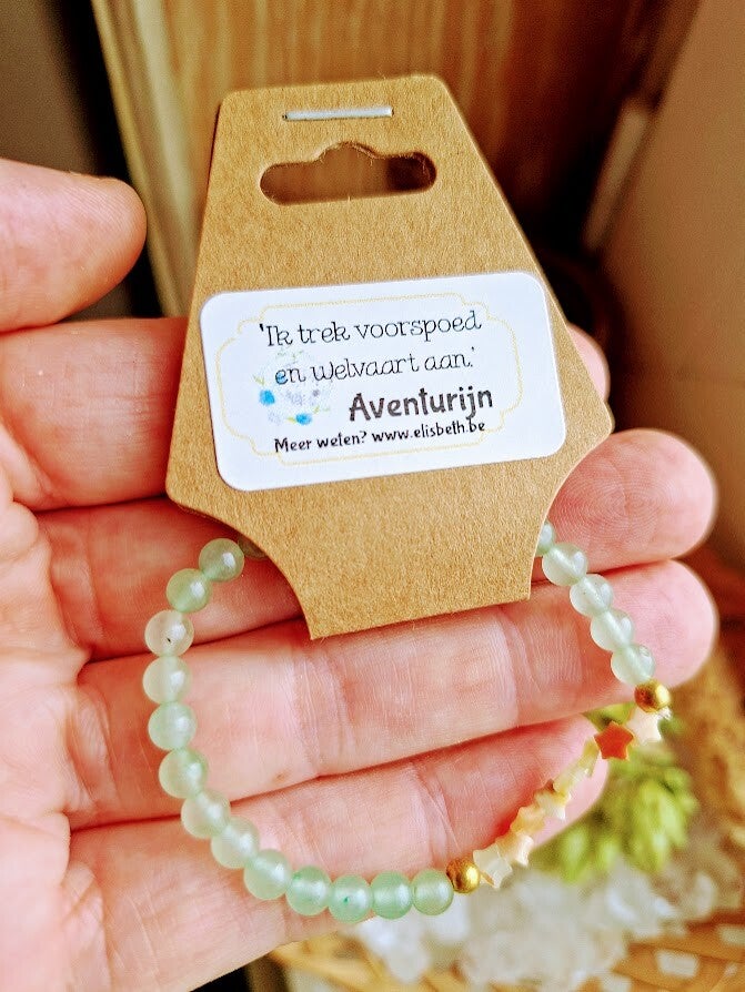 Groene Aventurijn kinderarmband 6mm met sterretjes