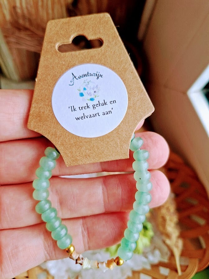 Groene Aventurijn kinderarmband 4mm met sterretjes