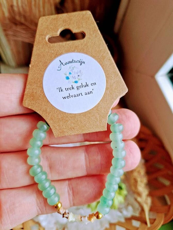 Groene Aventurijn kinderarmband 4mm met sterretjes
