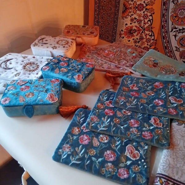 Etui Fluweel met bloemetjes