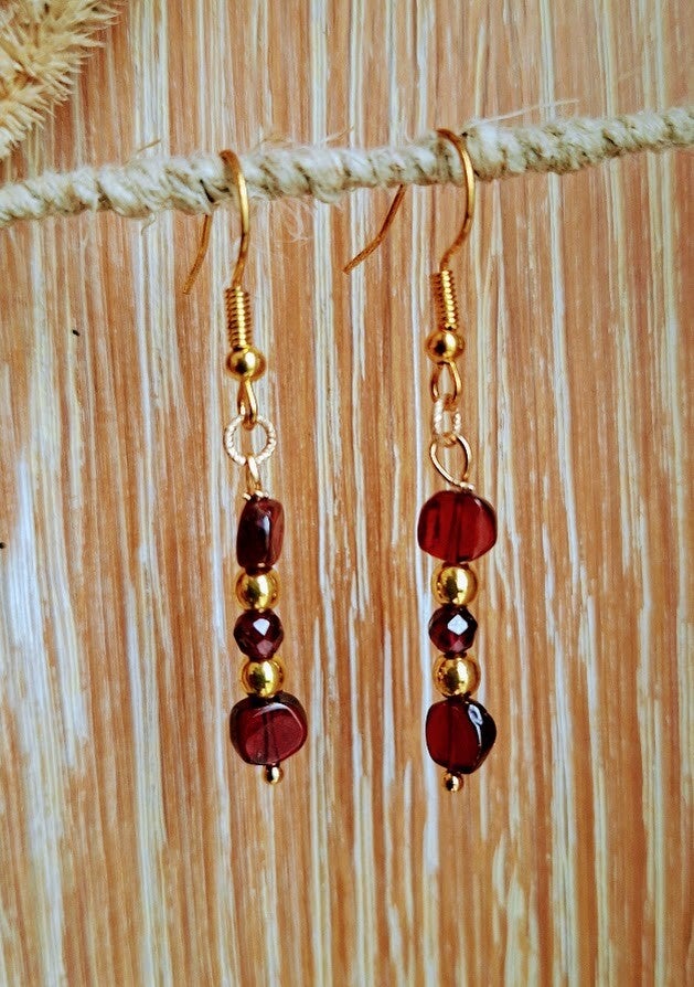 Granaat oorbellen hangers goud