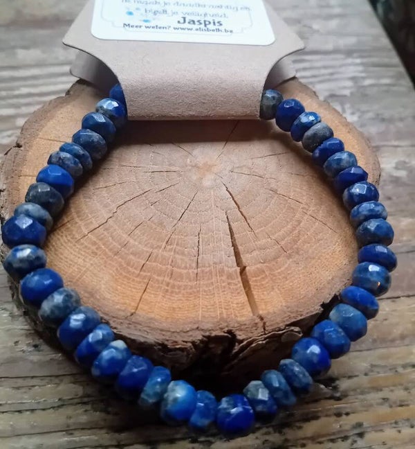 Blue Jaspis edelsteenarmband met platte facetkraaltjes