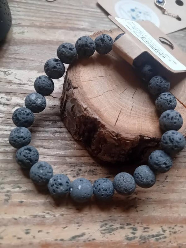 Lavasteen grijs armband ca 20 cm