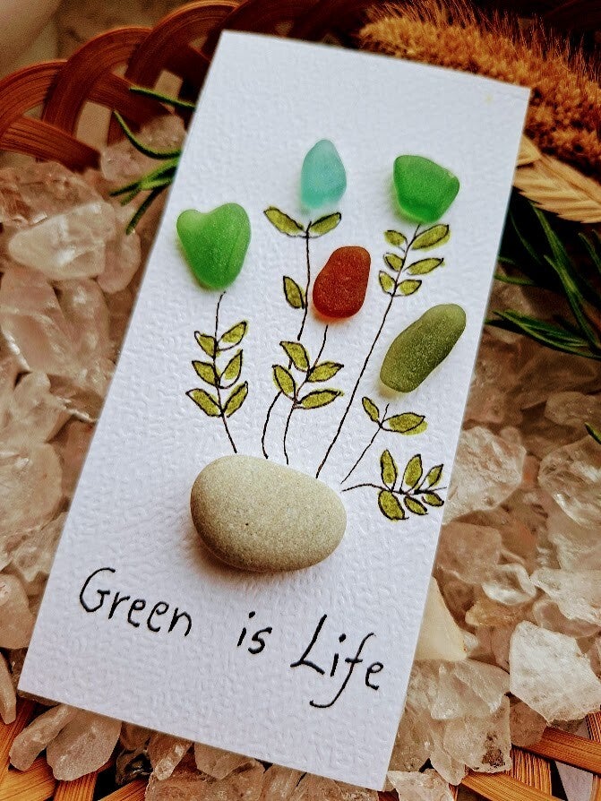 Seaglass wenskaartje Flowers are nature's smile