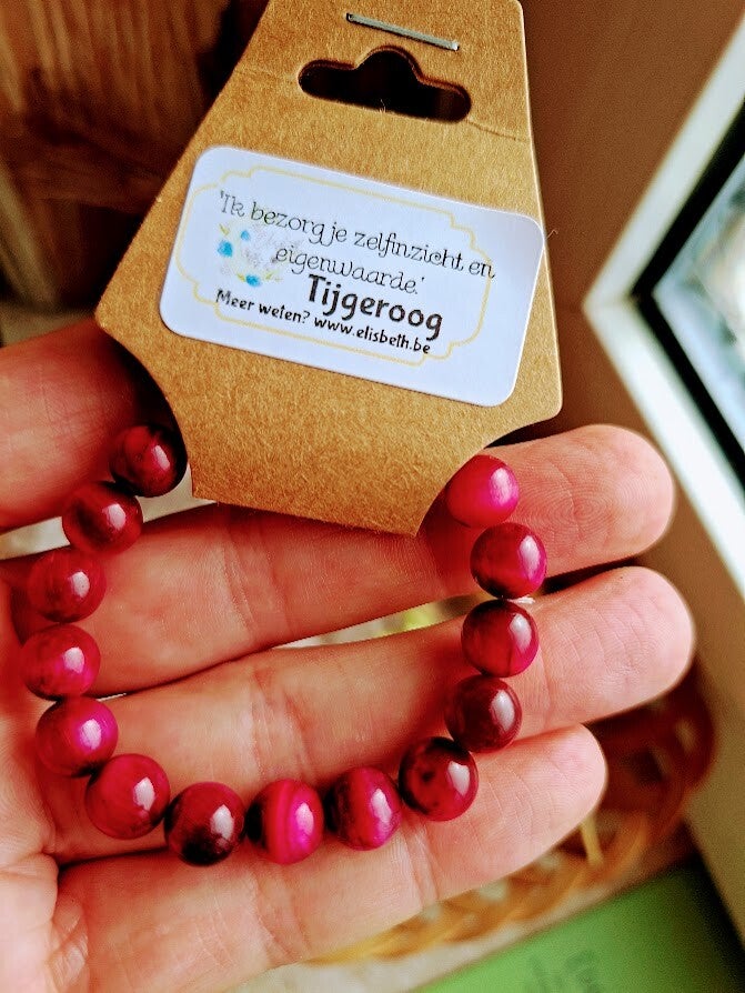 Tijgeroog roze kinderarmband